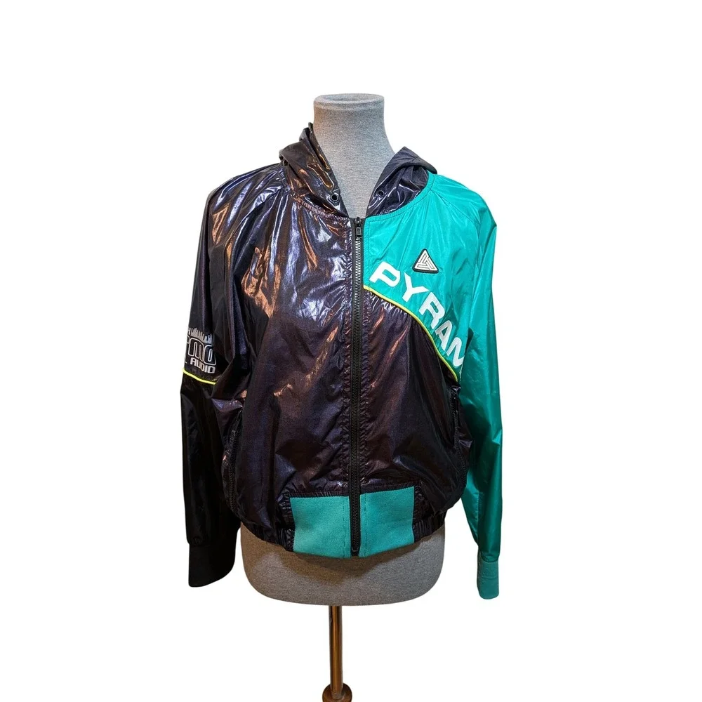 Black Pyramid XL Digital Audio Colorblock Green‎ Blue Jacket Streetwear Unisex